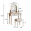 Table de coiffeuse en bois massif de style crème avec miroir surdimensionné