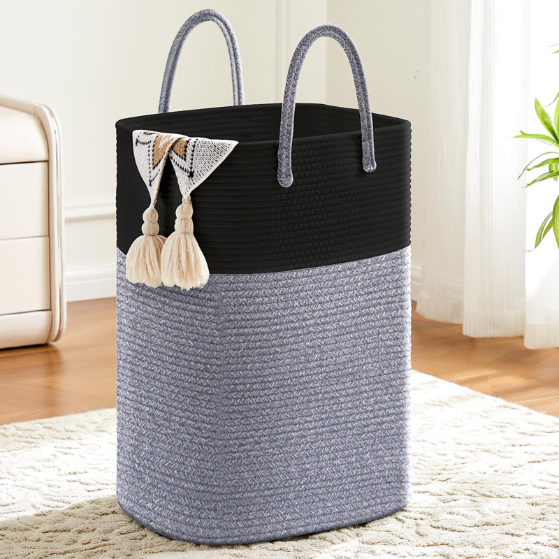 Large Cotton Rope Laundry Basket With Handwoven Design, Breathable Collapsible Hamper For Clothes, Toys, And Blankets, Versatile Home Storage Solution
