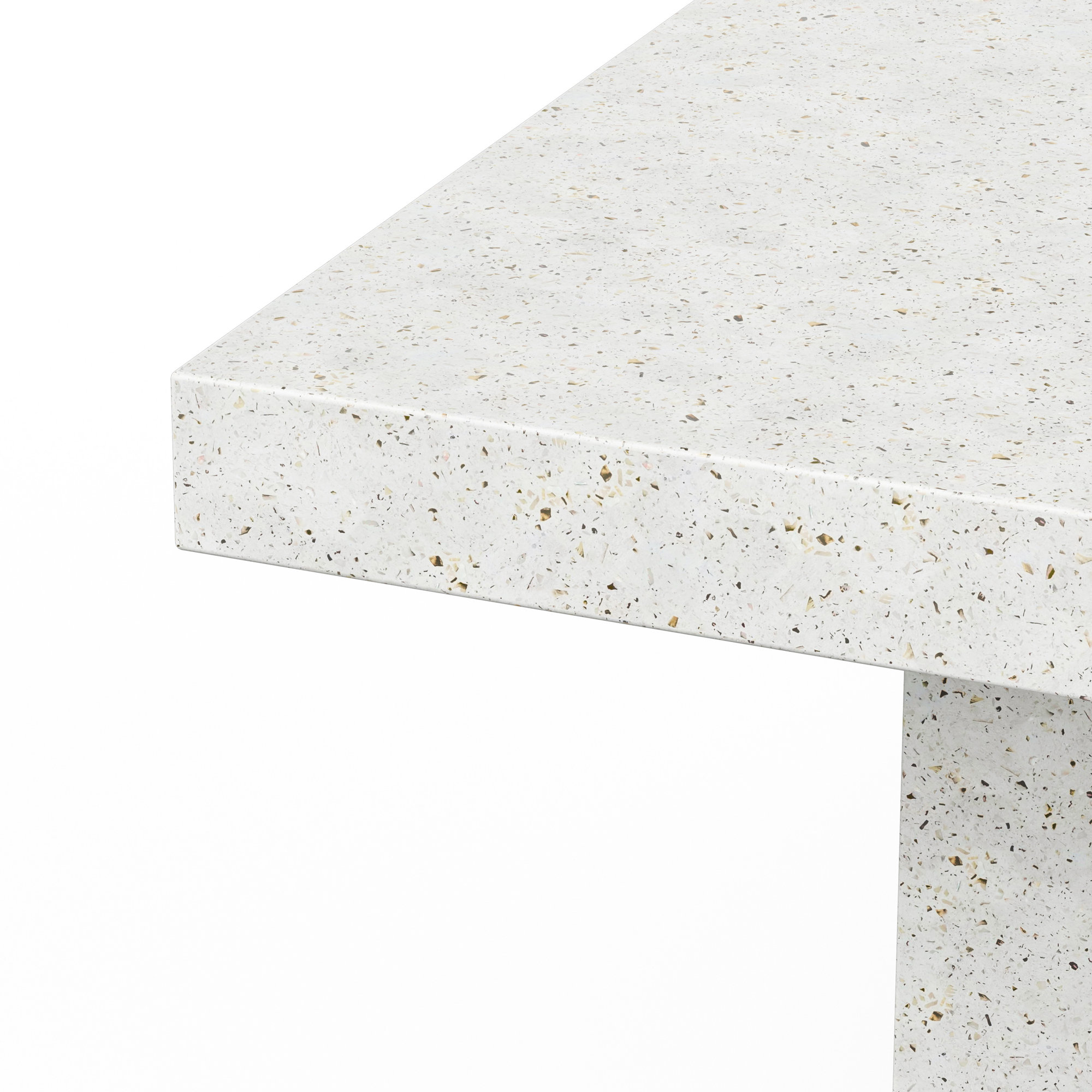 Kareen Pedestal Dining Table, Counter Table (36.25" Height), 82.75" L x 39.25" W, Ivory Terrazo