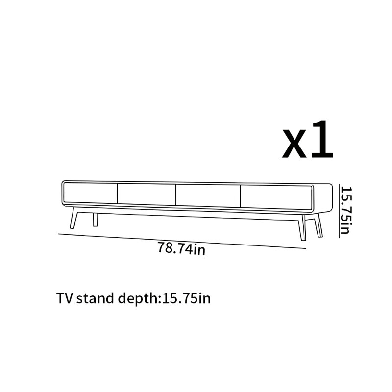 Meuble télé entièrement en bois massif, 78.74"