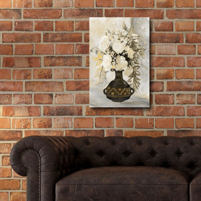 «Incan Pot Floral 2» par Stellar Design Studio, art mural en verre acrylique Epic Art, 16 po x 24 po