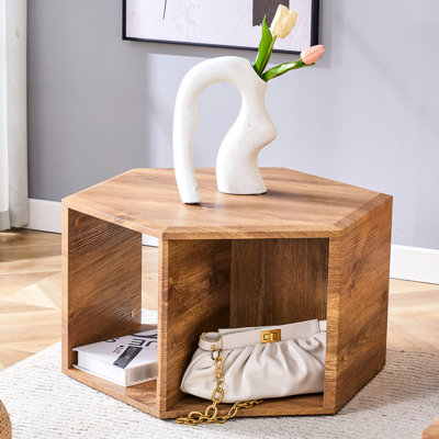 Table basse avec forme hexagonale - Autocollants à motifs caractéristiques et rangement multiple et conception attrayante Entretien facile dans un style simple mais élégant convenant à divers styles de maison