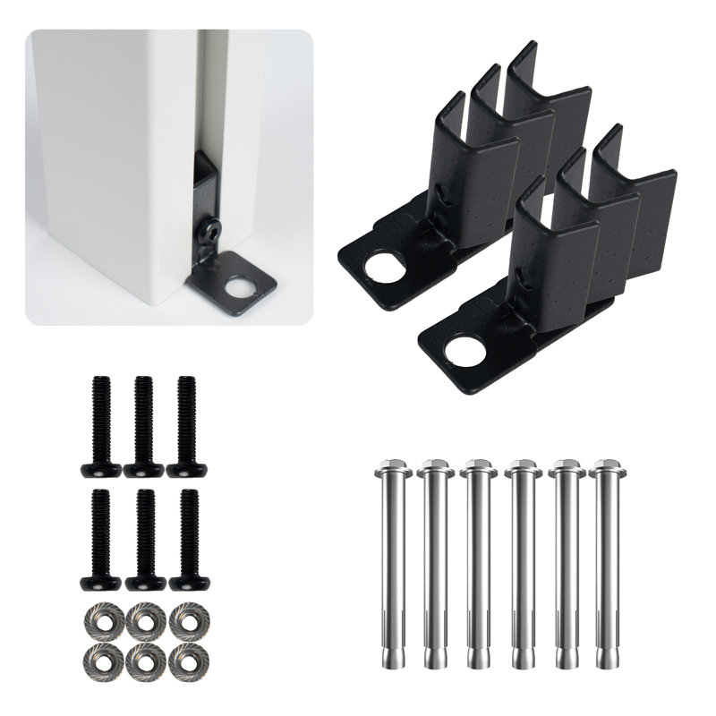 Ensemble de fixation au sol pour écrans d'intimité à 3 panneaux Kozyard - Parfait pour fixer le béton - Aide à cacher le désordre et à garder votre espace extérieur propre - Convient aux panneaux blancs et noirs