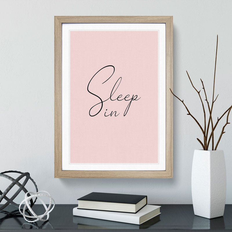 Sleep In - Single Picture Frame Print on Wood, Oak Framed, 90cm H x 65cm W x 2cm D