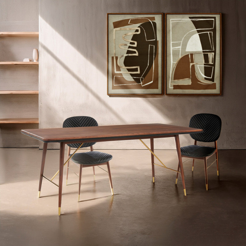 Jaron Walnut Solid Wood Top Dining Table