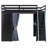 Full Size Wood Loft Bed with Wardrobe, Shelves, Blackout Curtains & RGB Lights – Black+Blue-1399422821