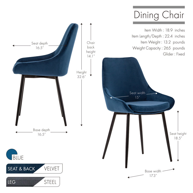 Chaise d'appoint rembourrée en velours Veronica, Bleu
