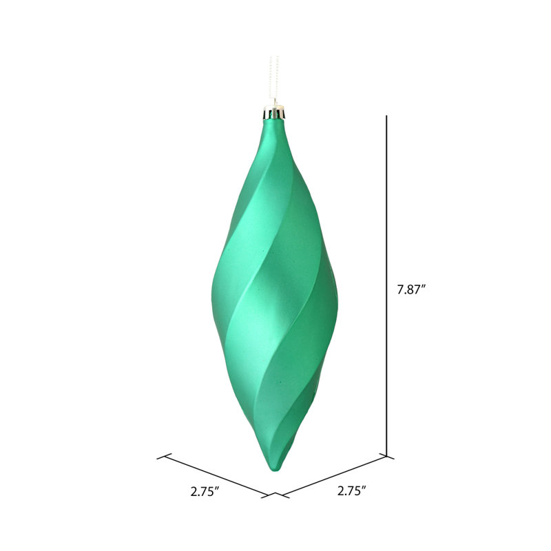 8" Matte Swirl Finial Ornament, Green