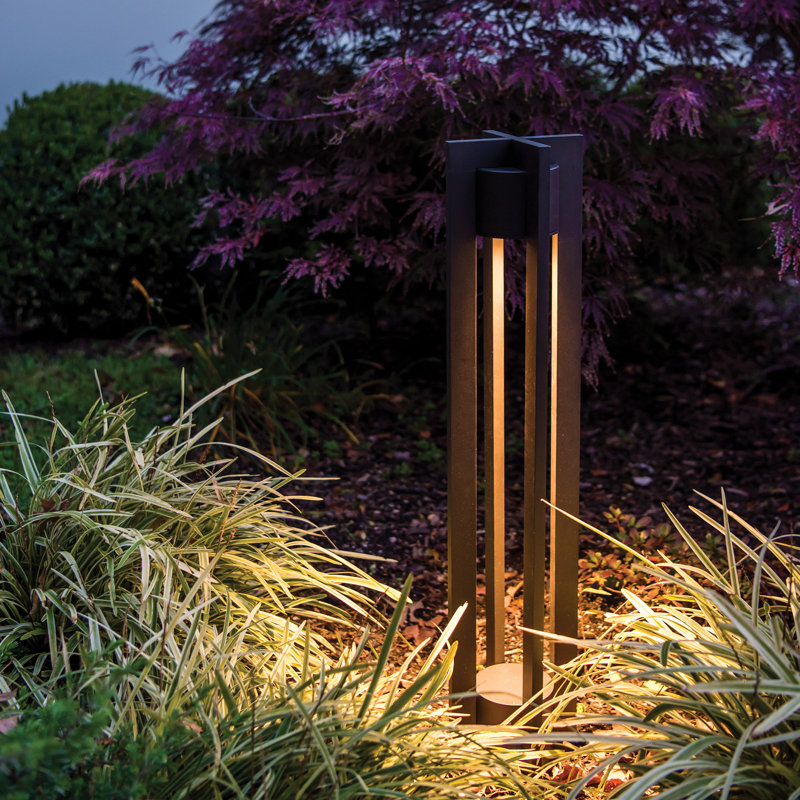 Borne d'éclairage à DEL intégrée Chamber, 120, 3000 K, Noir sur aluminium