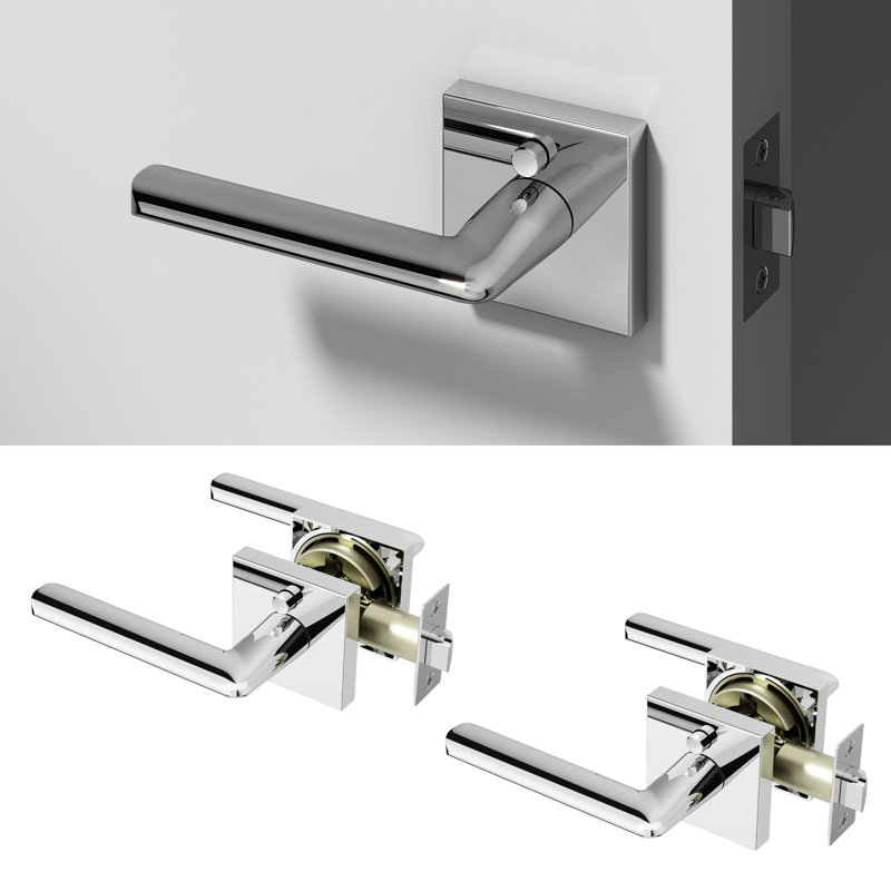 Poignée de porte d'intimité Mirra Design moderne dissimulé pour (lit et salle de bain) - Style minimaliste élégant en chrome