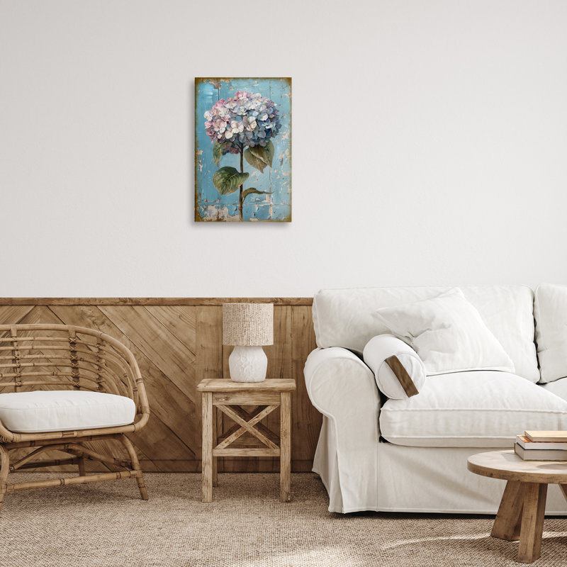  Art hydrangée sur toile patinée par LSR Design Studio, H 24 po x l 16 po