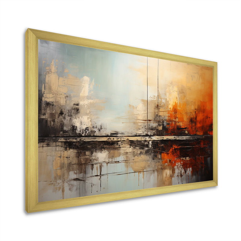 Bleu sarcelle orange audacieux Energy II - imprimé, H 16 po x l 32 po x P 1 po, Cadre doré à une seule photo