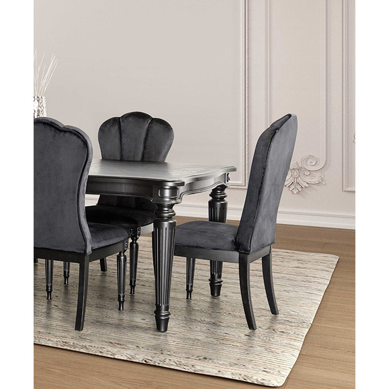 Chaise de salle à manger 2 pièces Glam Style, Noir, Noir
