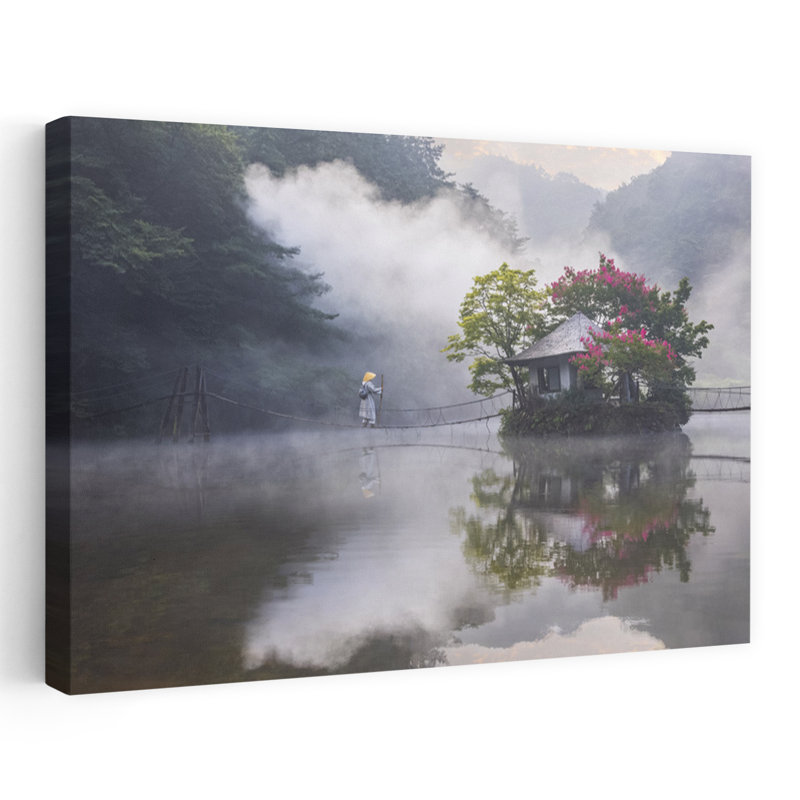 Impression d'art mural abstrait Misty Bridge Crossing, H 16 po x l 24 po