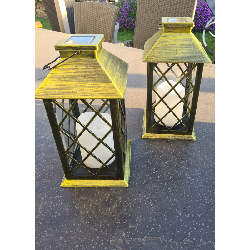 Aboubakr Gold 30.5Cm H Solar Powered Integrated LED Outdoor Lantern