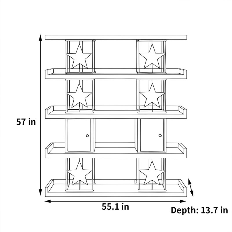 Useful and good-looking bookcase, Dark Brown/Black, (5 Shelves) 57"H x 55.1"W x 13.7"D
