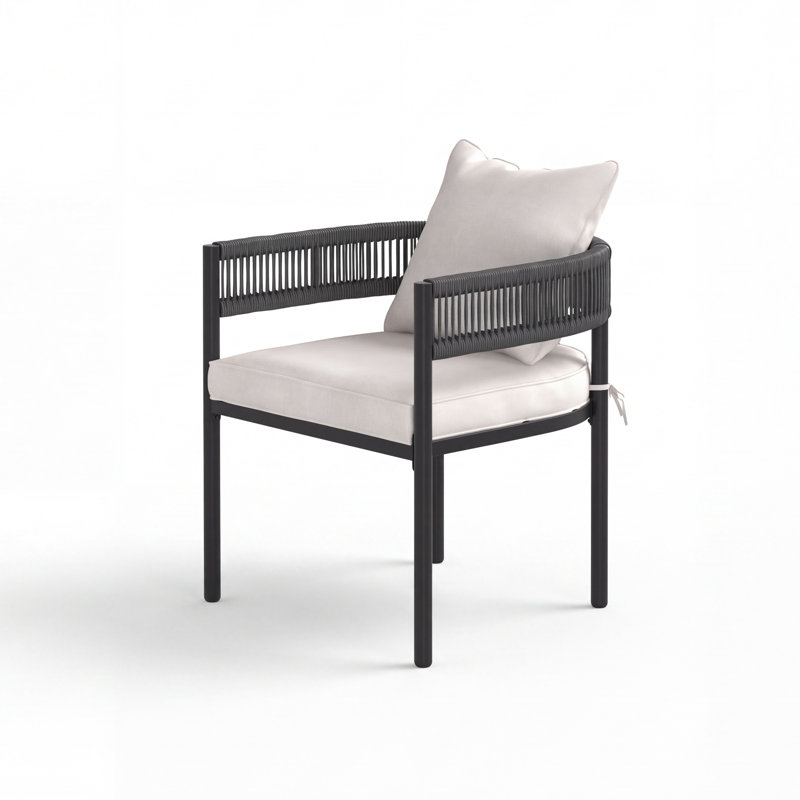 Chaise d'extérieur en osier avec coussins, Blanc