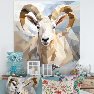 Cubist Chamois Portrait I - Goat Animal Metal Wall Art