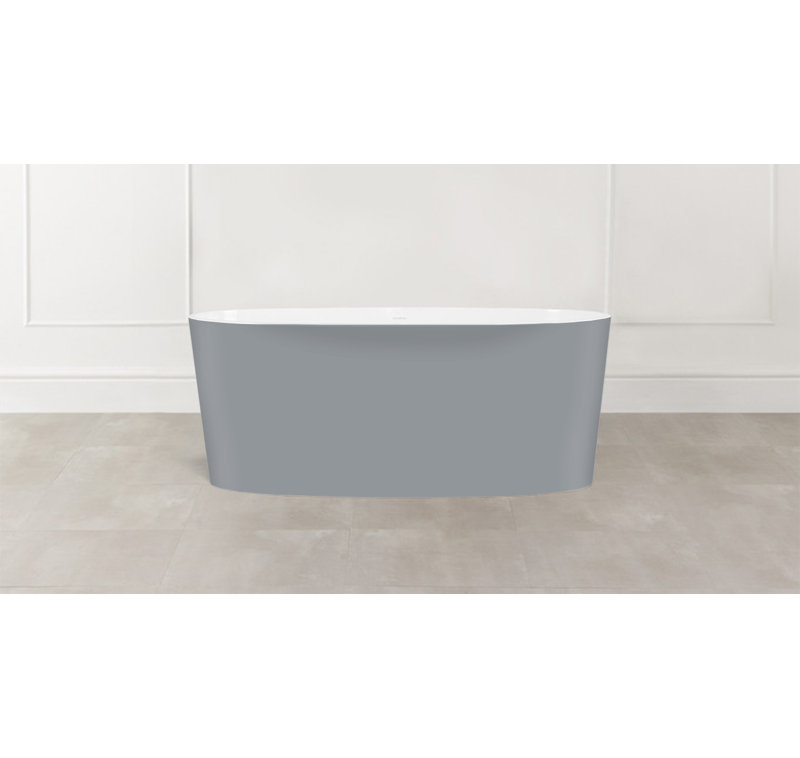 Painted Ios 59-1/2" x 31-5/8" Freestanding Soaking Bathtub In Volcanic Limestone with Overflow Hole