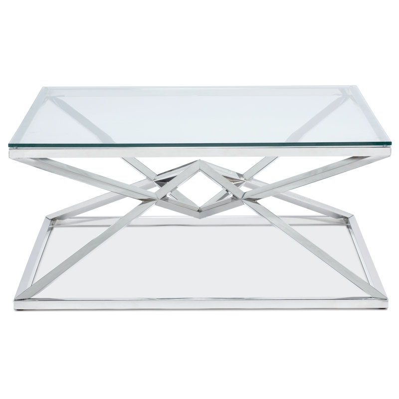 Charith Glass Top Coffee Table, Silver