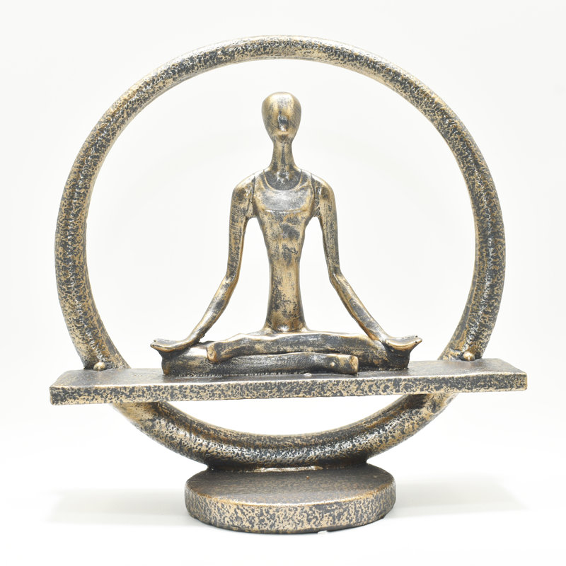 Sculpture Adam et ses amis, cercle de méditation et de yoga | 1 pièce, Étain, H 7 po x l 2 po x P 4 po 