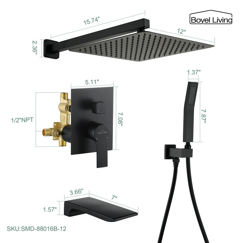 All-In-One Kit with Rough in-Valve, Black