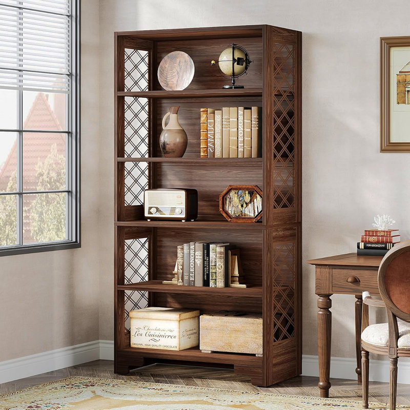 Bibliothèque Mid-Century 70,8 "à 6 niveaux pour salon, bureau et chambre à coucher