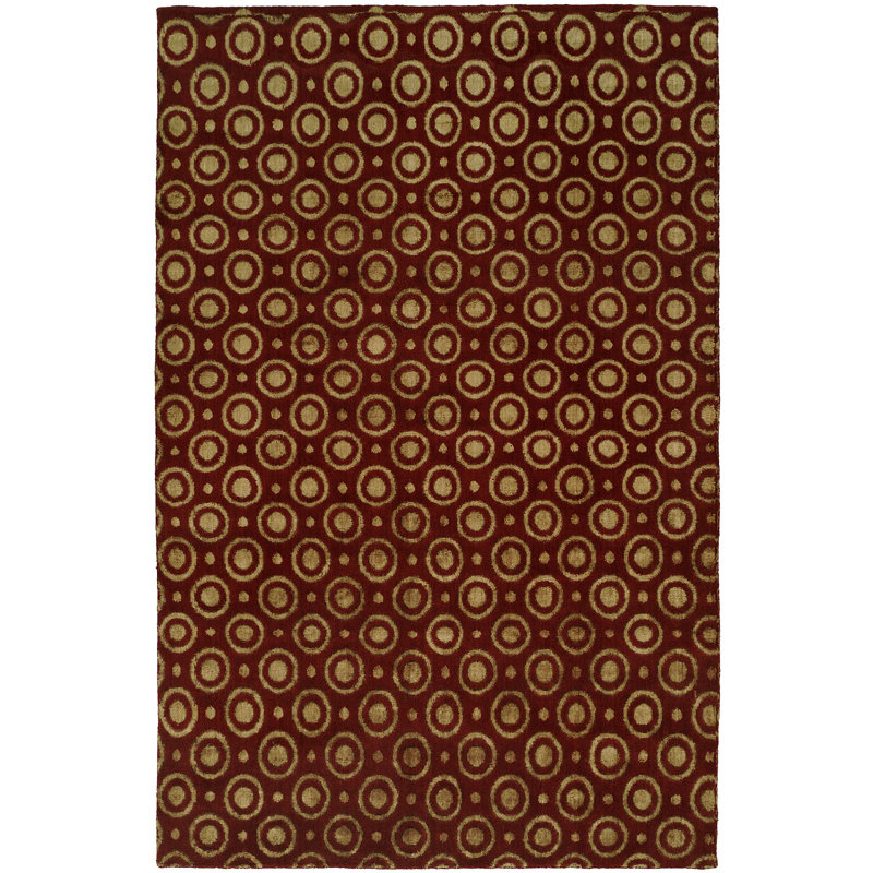Dumraon Geometric Area Rug in Red, Rectangle 4' x 6'