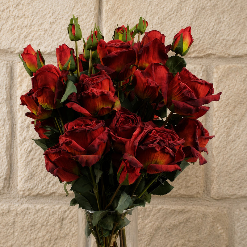 Plastic, Silk Artificial Arrangement, Red