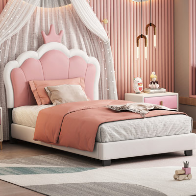 Lit plateforme tapissier avec tête de lit et pied de lit Princess