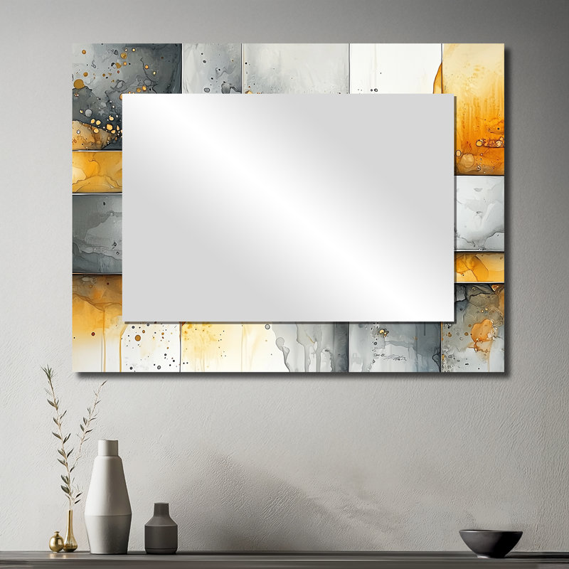 Geometric Pulse Of Hard Edge Paint - Hard Edge Painting Mirror Wall Art - Printed On Metal, 30" x 40"
