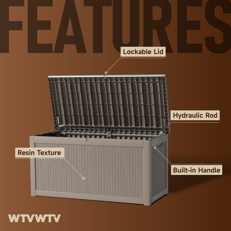 320 Gallons Water Resistant Resin Lockable Deck Box, Outdoor Weather-Resistant Resin Storage Deck Box, Large Lockable Capacity, Versatile Deck Outdoor Storage Bench
