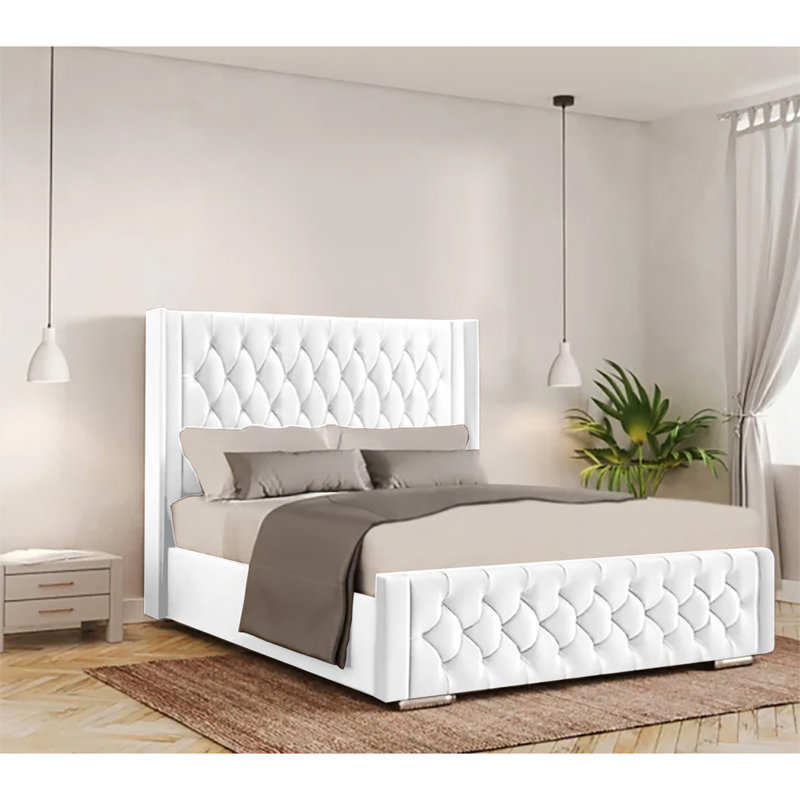 Athlene Upholstered Bed Frame, White, Single (3')