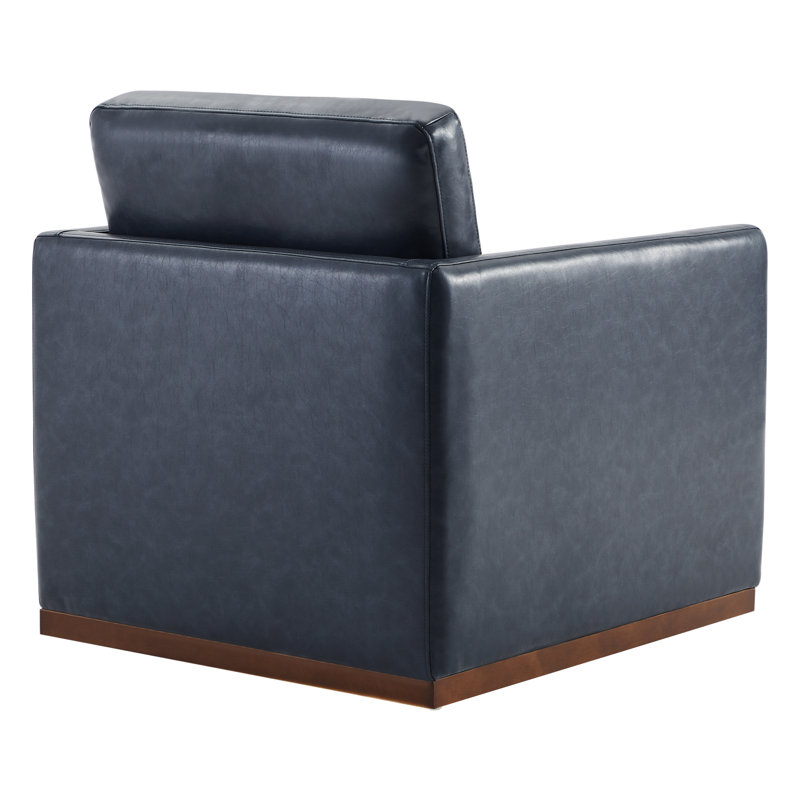 Fauteuil pivotant large Assiatou, Similicuir galet bleu marine