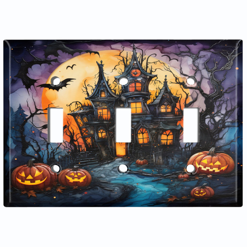 Plaque murale standard à 3 interrupteurs à bascule Halloween
