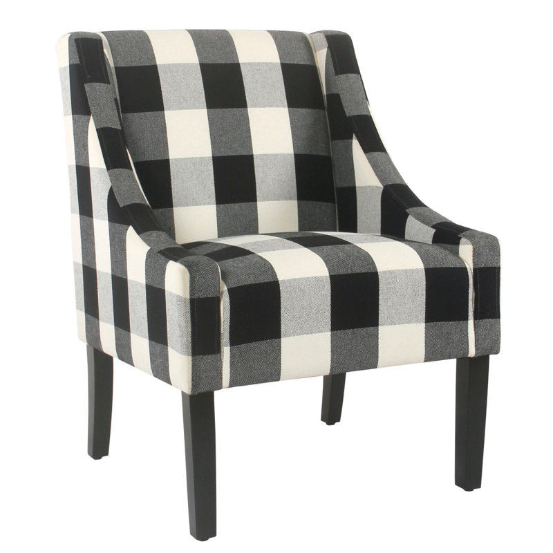 Fauteuil en coton de 24,75 po de large Gullo, Tissu écossais noir