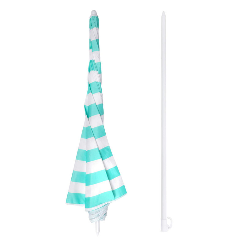 1.6m Beach Parasol, Turquoise/White