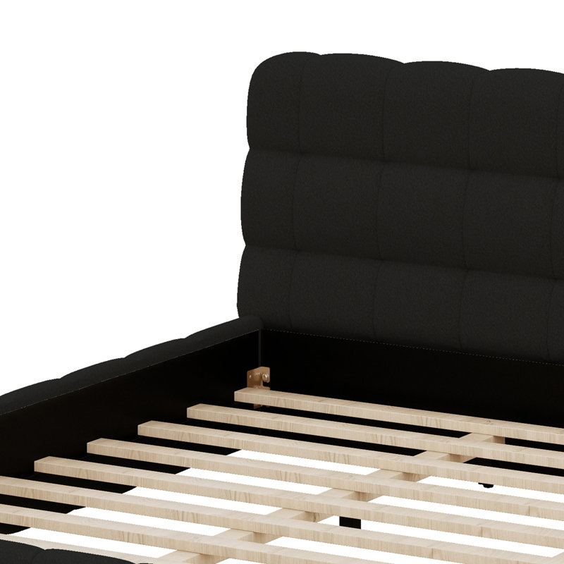Lit plateforme tapissier Luxury, Noir