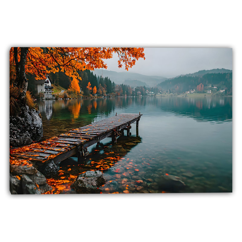 «Autumn Lakeside Stillness», art mural sur toile tendue, H 24 po x l 36 po