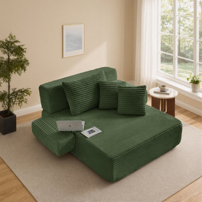 Chaise longue, méridienne 2 en 1 désossée d'intérieur, canapé-lit convertible en lit, fauteuil de lecture en velours côtelé, siège profond, canapé nuage avec large accoudoirs, poche latérale