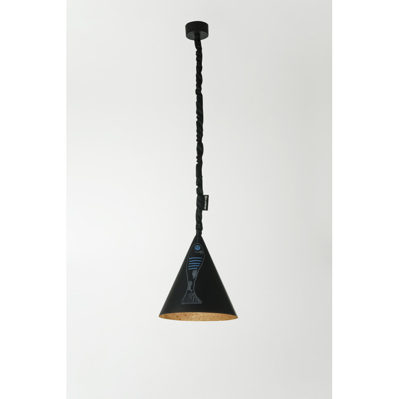 1 - Light Black Cone Pendant, Bronze