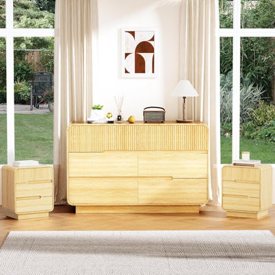 6 Drawer Dresser and 2 Nightstand Sets for Bedroom, 3 Pcs Bedroom Furniture Set by Latitude Run