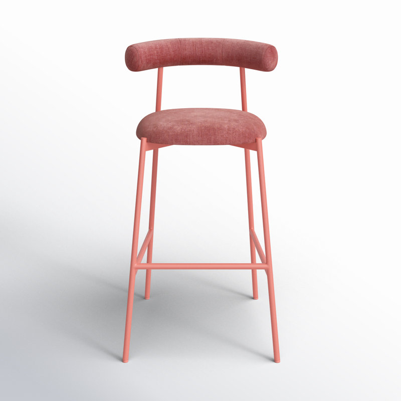 Geraldina Velvet Bar & Counter Stool, Bar Stool (29.1” Seat Height), Mauve