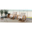 Ensemble de 2 chaises longues pour patio, fauteuil club d'extérieur avec coussin beige et structure en bois d'acacia teck