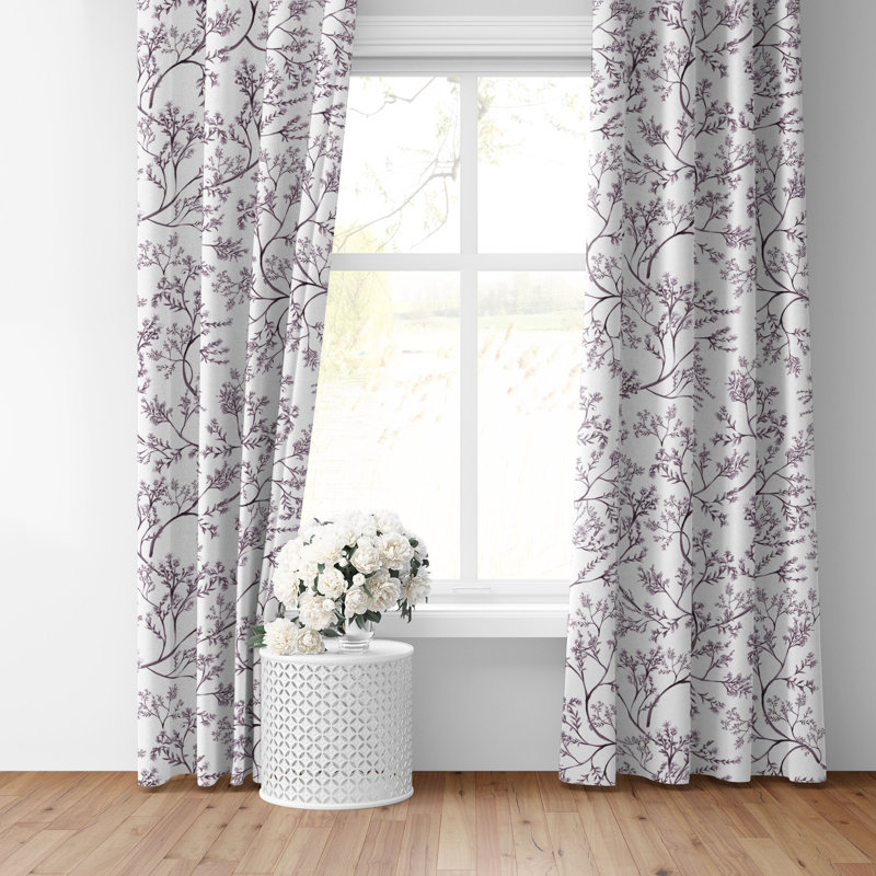 Tinsley Plum Cotton Grommet Top Drapery Panel Set of 2, 50" W x 84" L