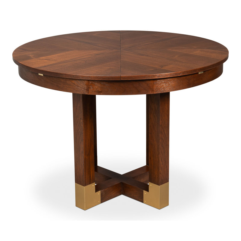 Extendable Walnut Round Solid Wood Dining Table