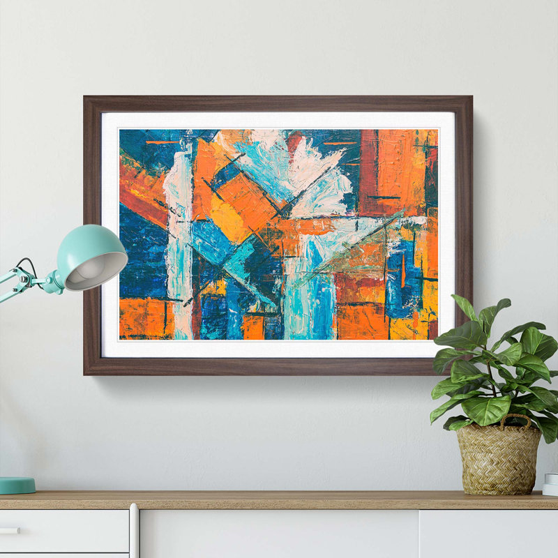 Abstract Art Painting Vol.212 by S.Johnson - Picture Frame Painting Print, 27cm H x 36cm W x 2cm D, Walnut Framed