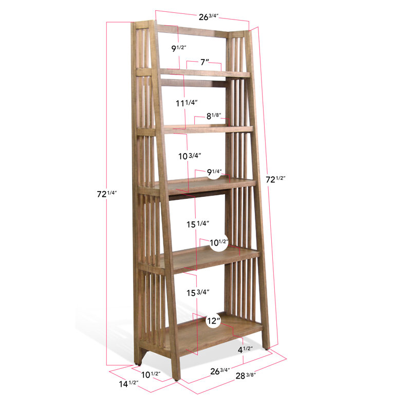  Sahina Etagere Bookcase 72" H x 28.25" W x 14.25" D, (5 Shelves) 72" H x 28.25" W x 14.25" D, Marble White