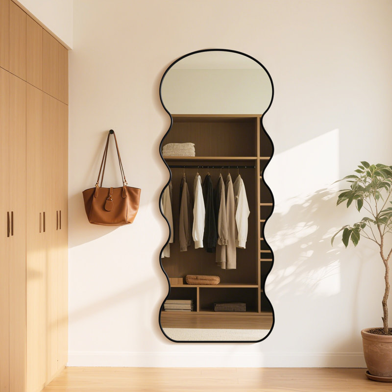 Wavy Mirror Full Length with Stand for Bedroom, Living Room Cloakroom, 56" x 21"