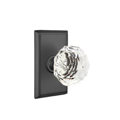 Ensemble de boutons d'intimité Emtek avec rosette rectangulaire et poignée en verre Diamond